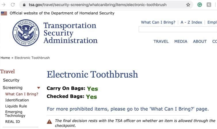 AskTSA; Can You Bring Electric Toothbrush on a Plane?