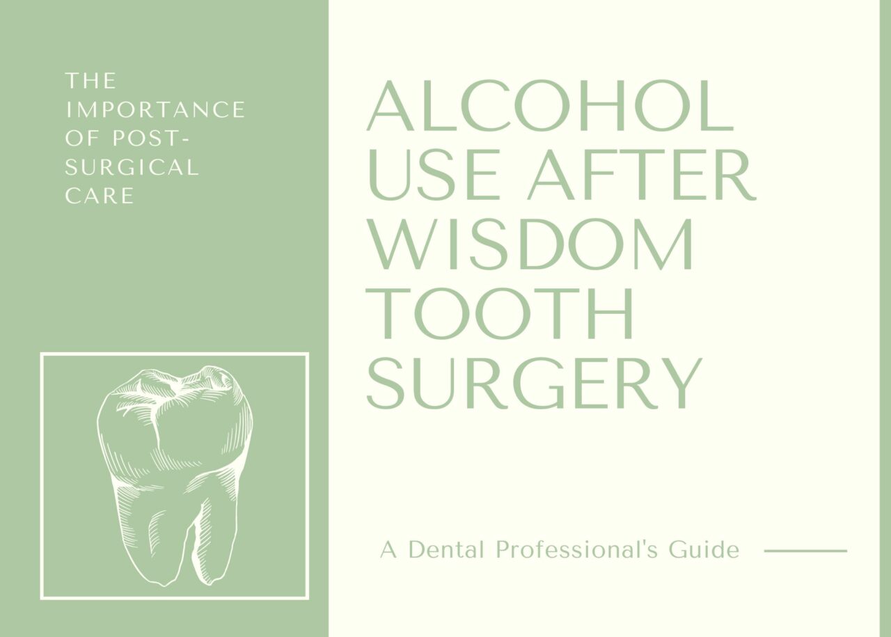 Alcohol use after wisdom tooth surgery; a dental professional's guide and the importance of post-surgical care with a fine line molar drawing. 